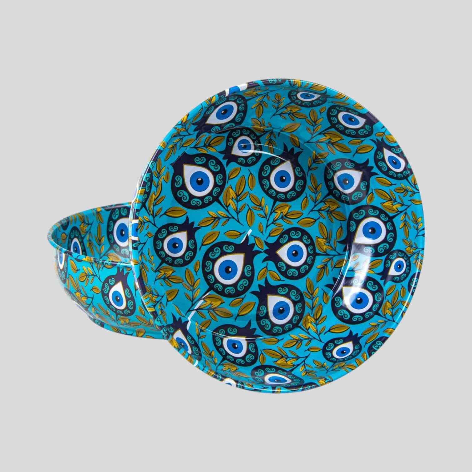 Turkish Metal Bowl - Large - Pomegranate Evil Eye Pattern